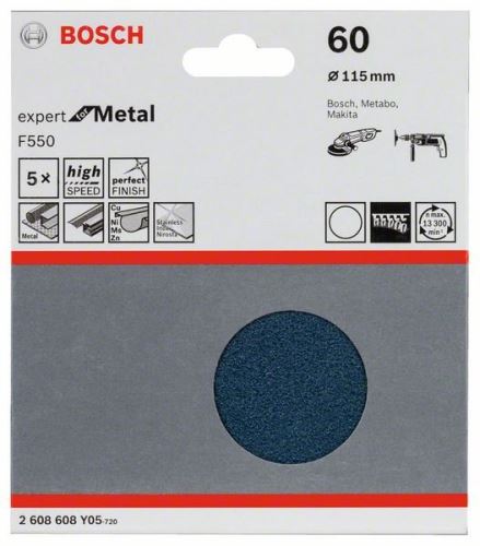 BOSCH Lixa F550, embalagem 5 unid 115 mm, 60 (5 unid) 2608608Y05