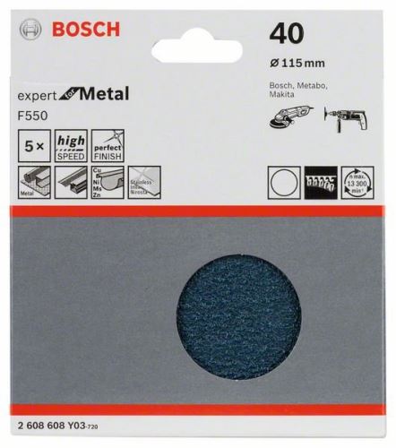 BOSCH Lixa F550, embalagem 5 unid 115 mm, 40 (5 unid) 2608608Y03
